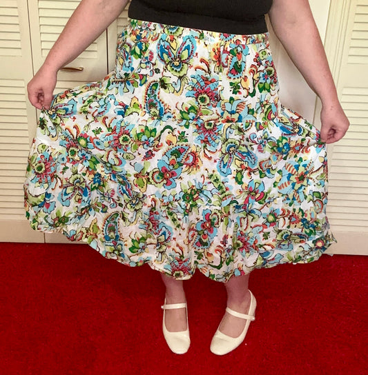 Bright Floral Tiered Skirt (XXL)