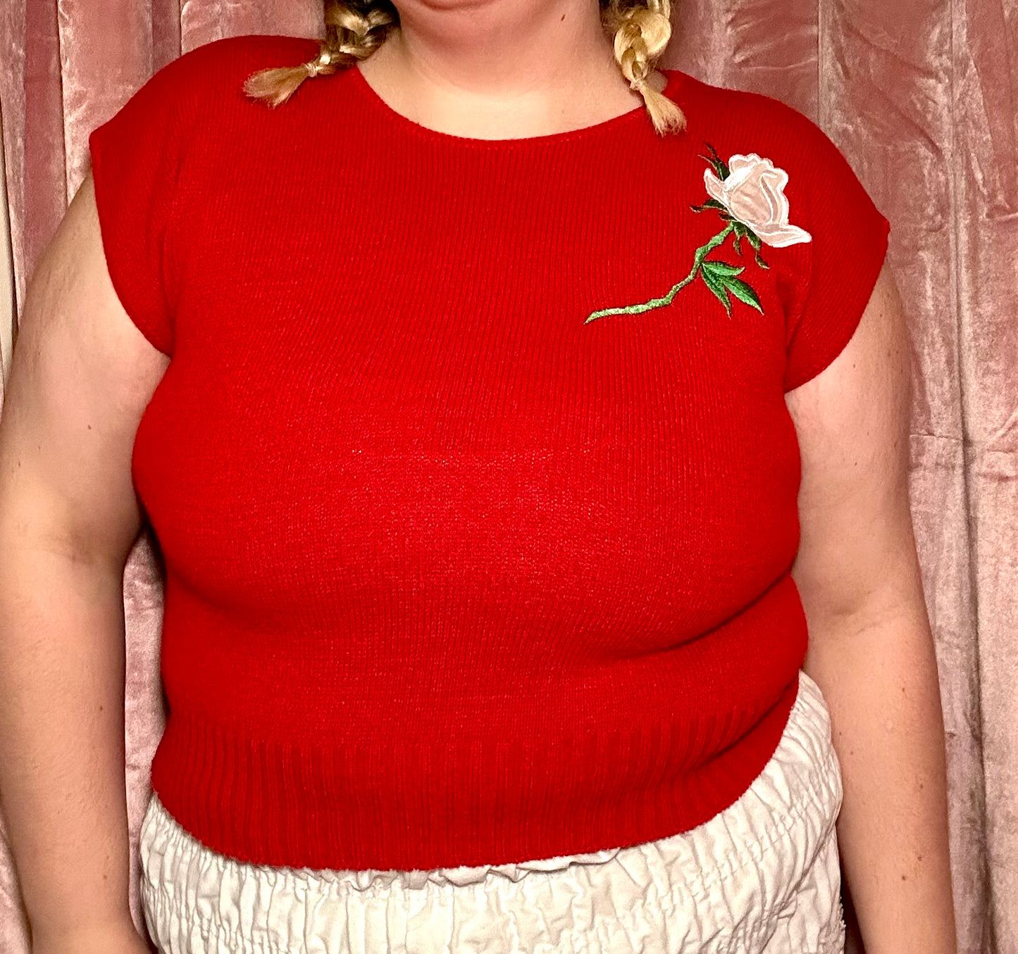 Embroidered Rose Sweater (L)