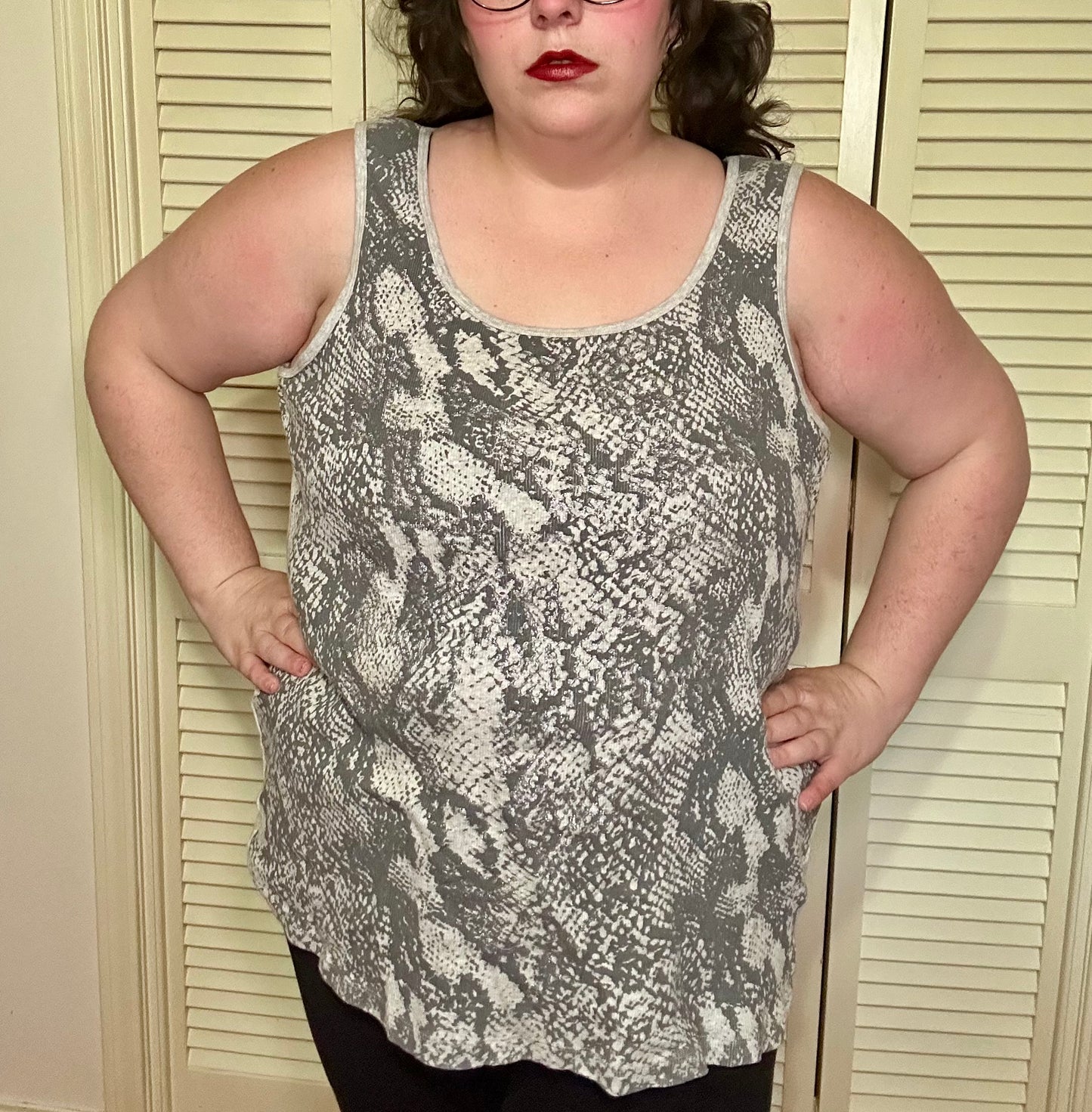 Grey Sparkly Snake Skin Tank (4X)
