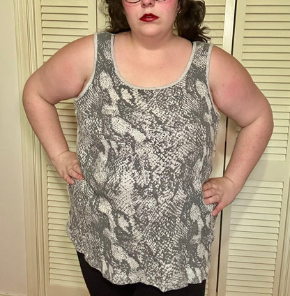 Grey Sparkly Snake Skin Tank (4X)