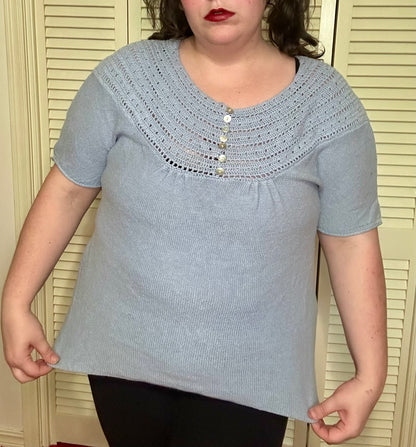 Pastel Blue Knit Blouse (L)