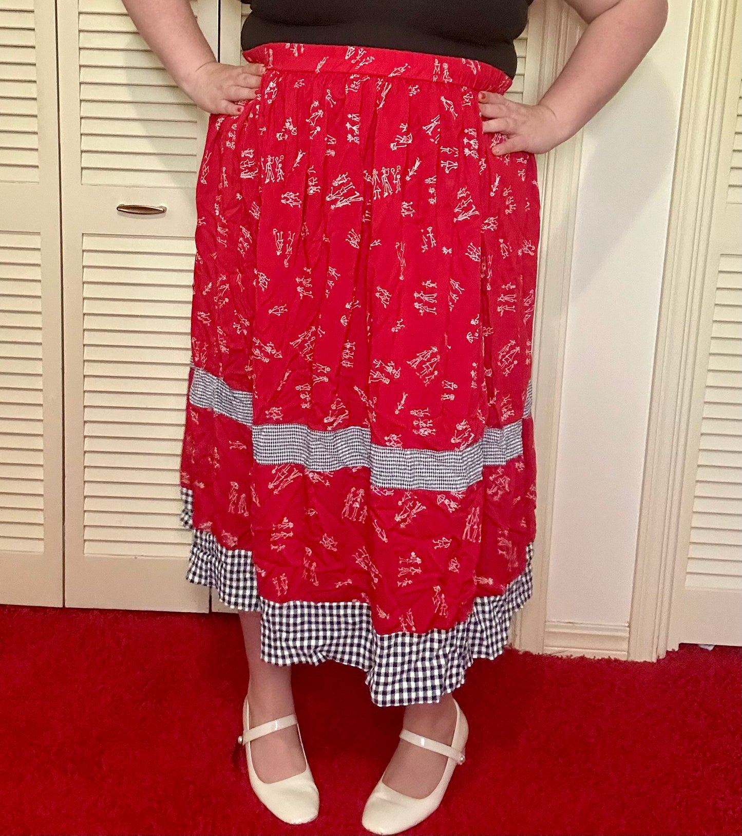 Red Tiered Illustrative Skirt (XXL)