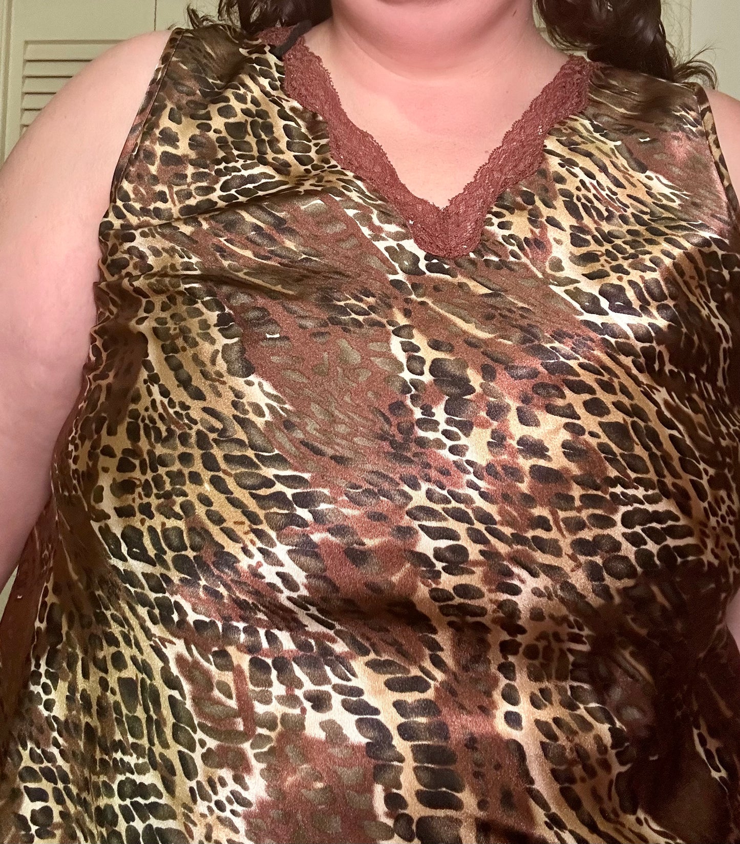 Cheetah Satin Lace Tank Top (XL)