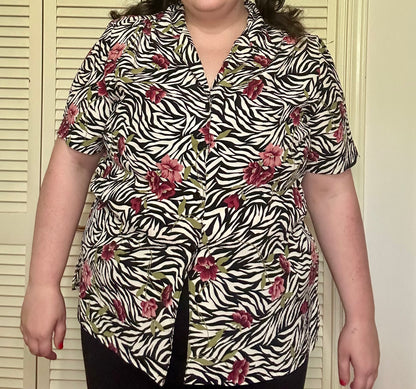 Zebra Floral Blouse (1X)