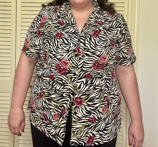 Zebra Floral Blouse (1X)