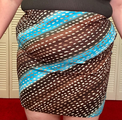 Teal and Brown Mini Skirt (L)