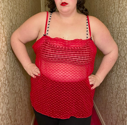Red Heart Lace Lingerie Top (XL)
