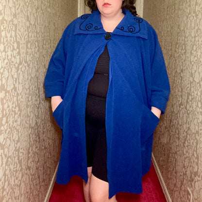 Blue Fleece Cape Coat (OS)