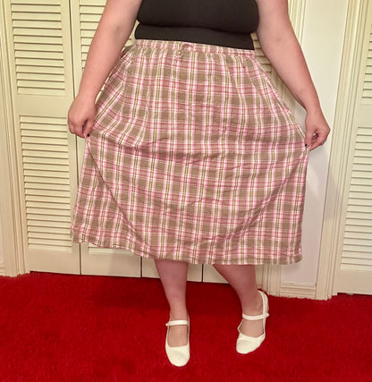 Pink Plaid Skirt (34W)