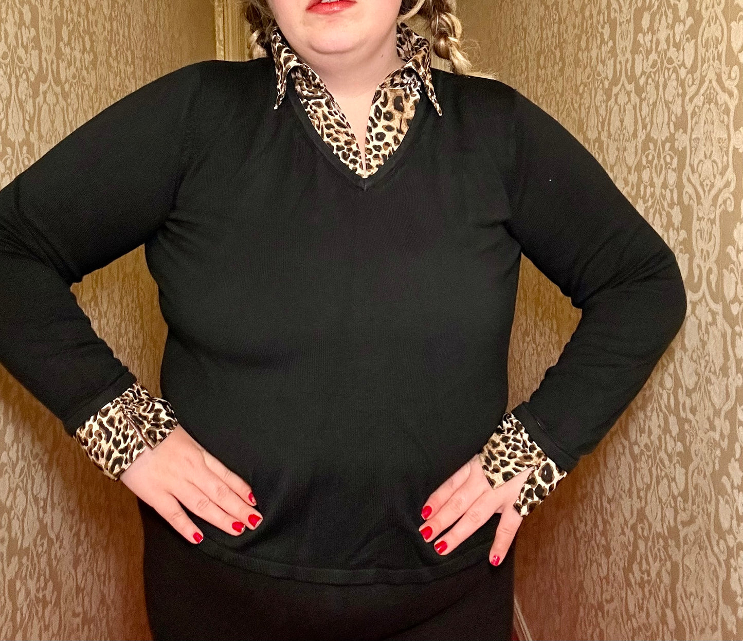 Leopard Collar Blouse (1X)