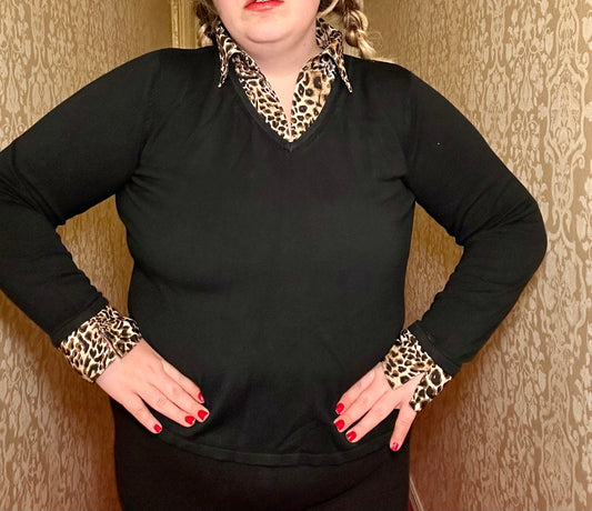 Leopard Collar Blouse (1X)