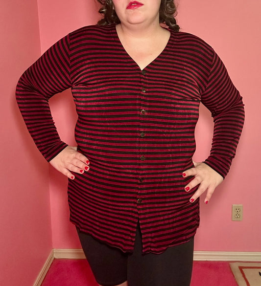Goth Red and Black Long sleeve Top (2X)
