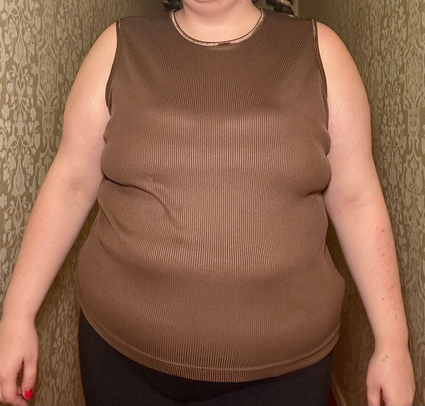Brown Ribbed Tank Top (2X)