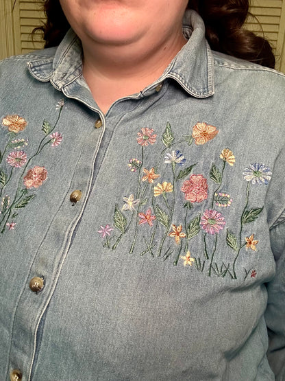 Floral Denim Button Up (22W)