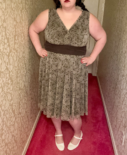 Brown Lace Mesh Dress (16W)