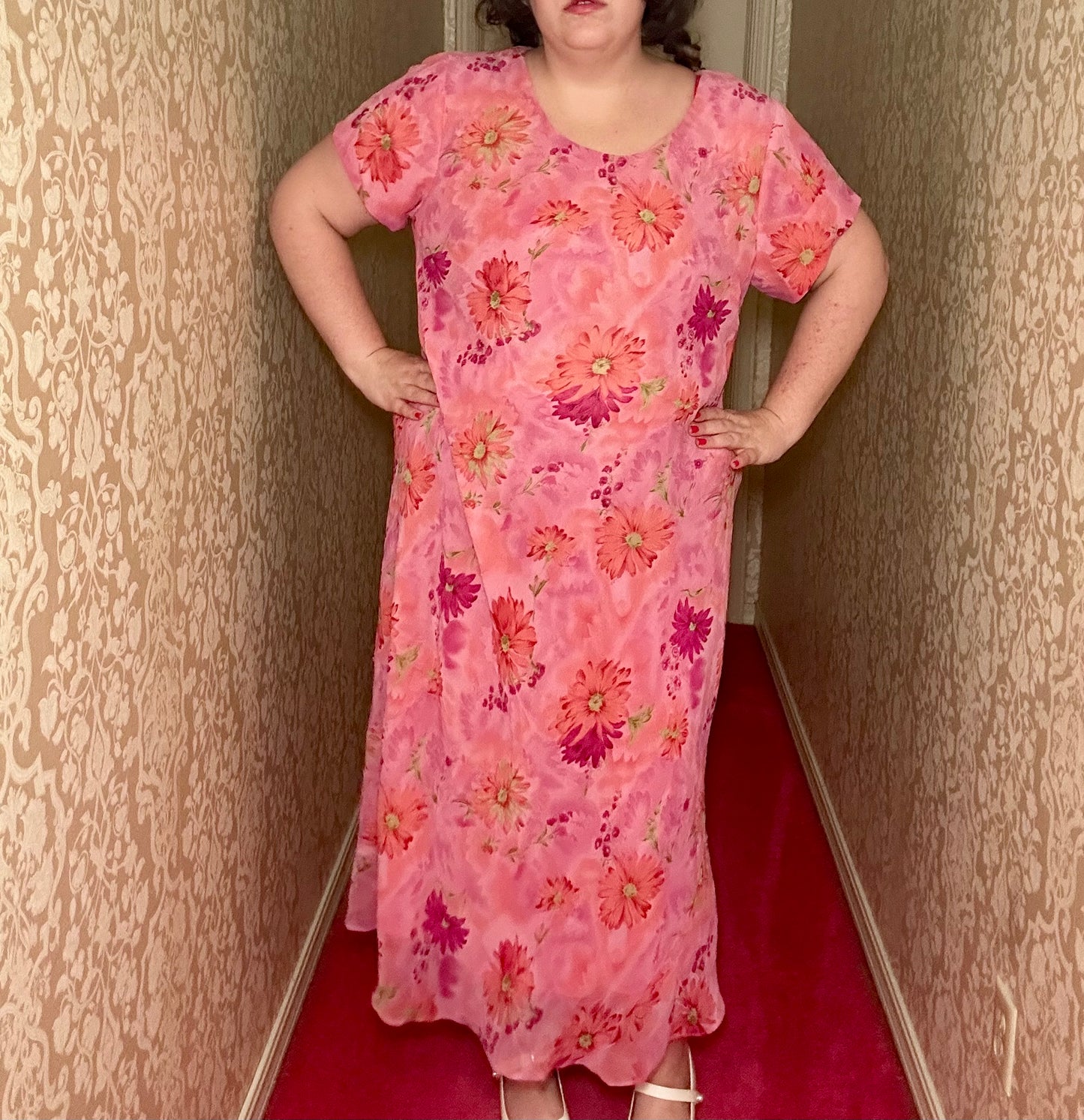 Pink Floral Dress (3X)