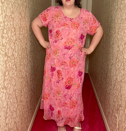 Pink Floral Dress (3X)