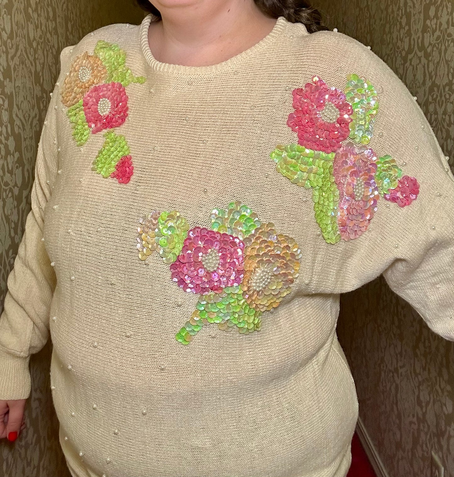 Sequins and Pearls Sweater (L)