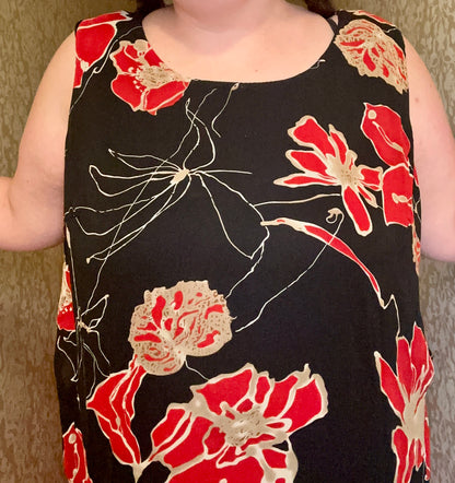 Black Blouse with Red Flowers (22W)