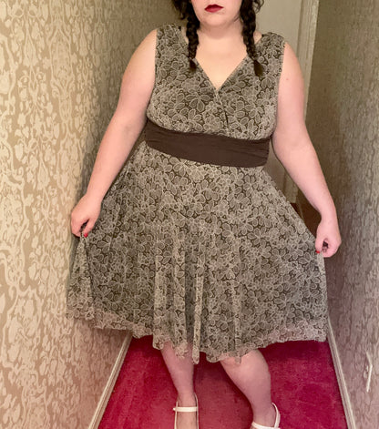 Brown Lace Mesh Dress (16W)