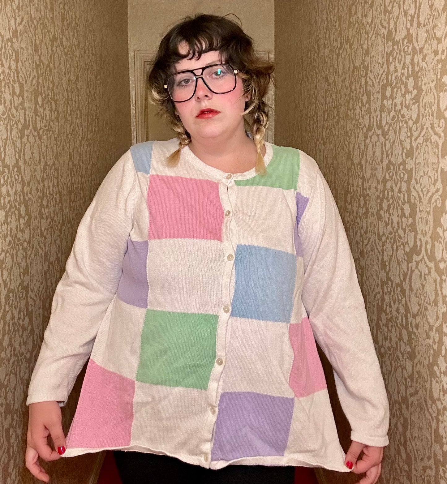 Pastel Color Block Cardigan (2XL)