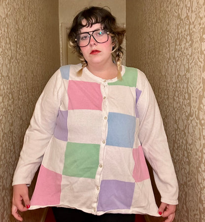 Pastel Color Block Cardigan (2XL)