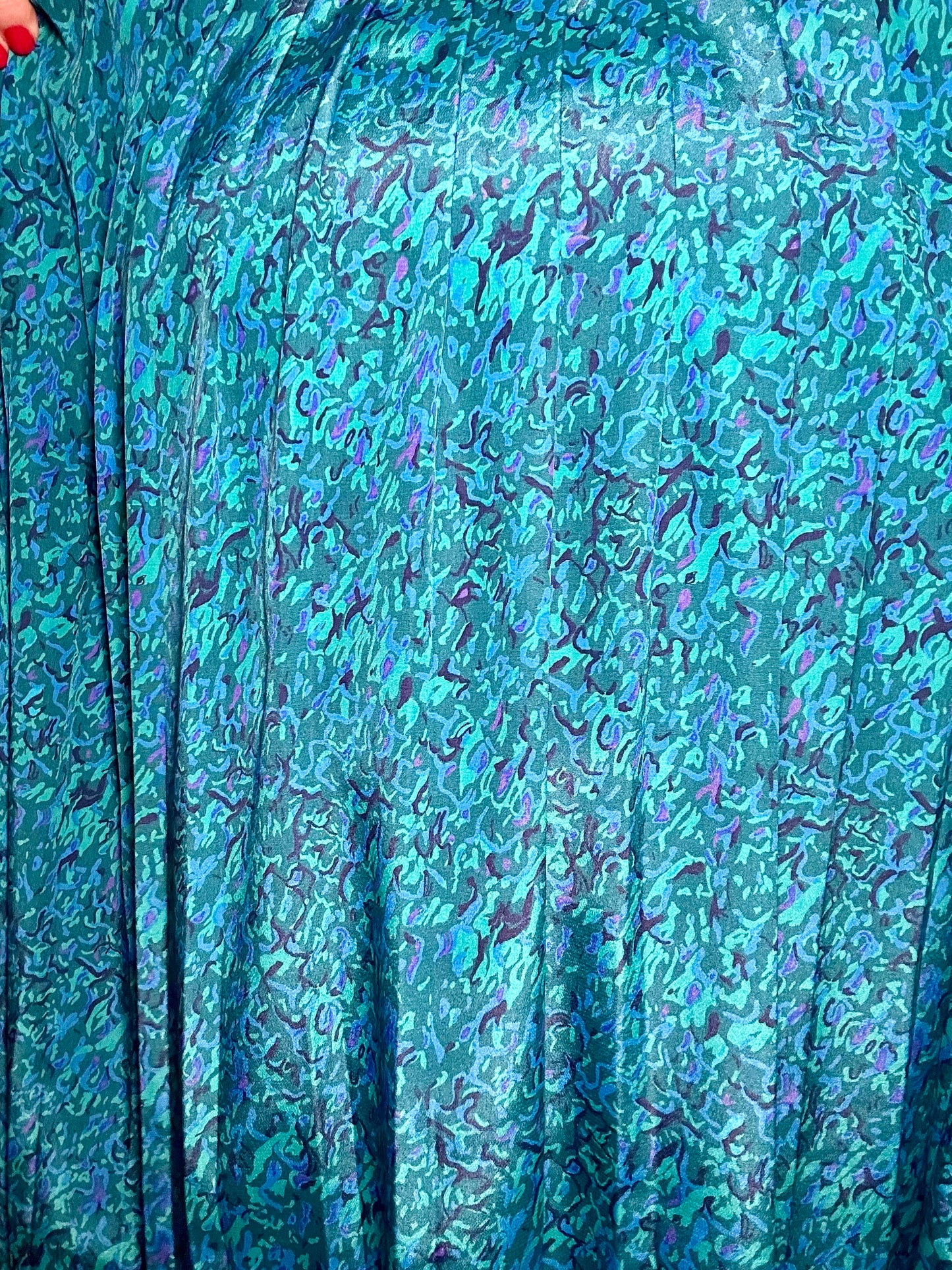 Teal Retro Pleated Skirt (22)