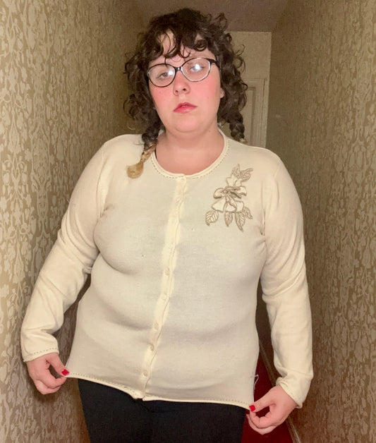Cream Flower Cardigan (16/18)