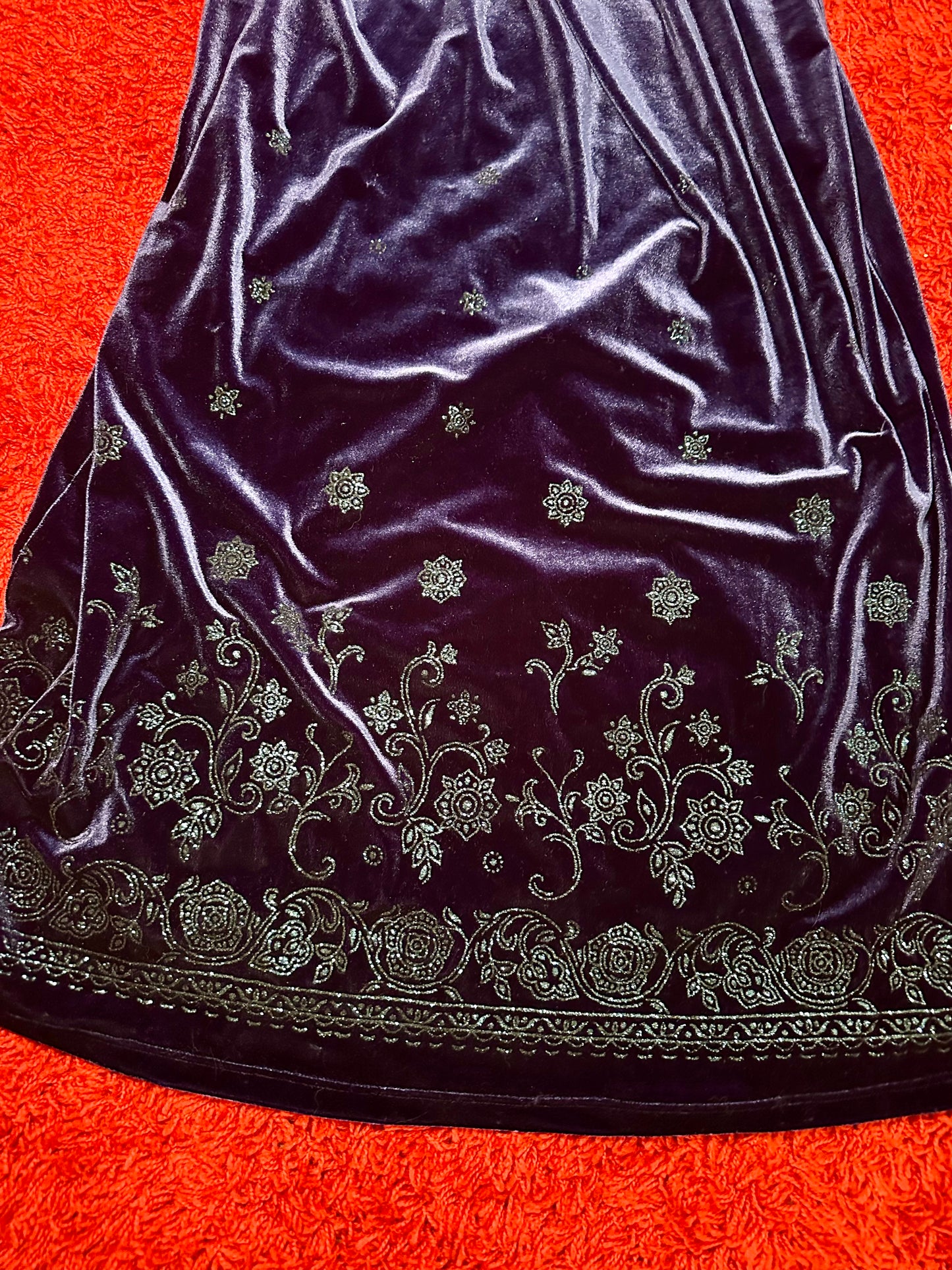 Y2K Formal Velvet Blue Glitter Dress (L)