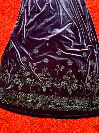Y2K Formal Velvet Blue Glitter Dress (L)