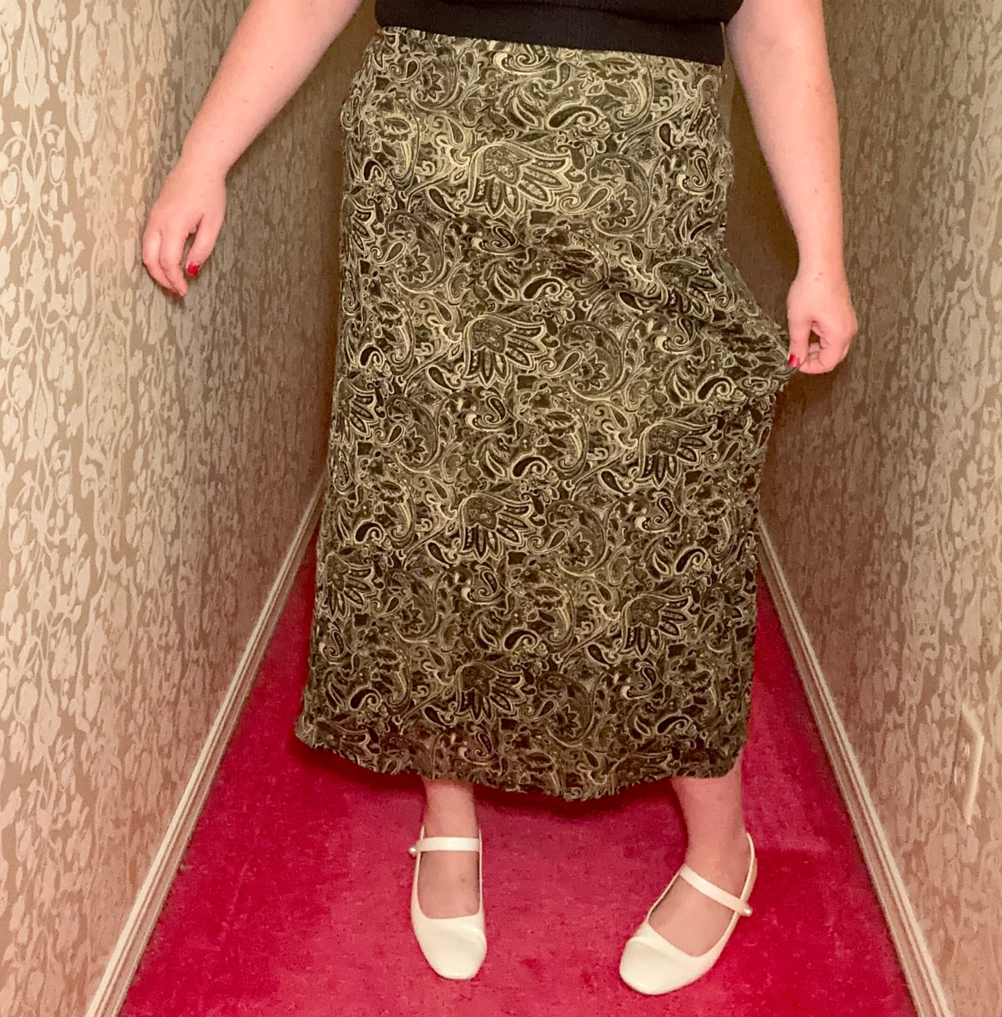 Green Paisley Skirt (L)