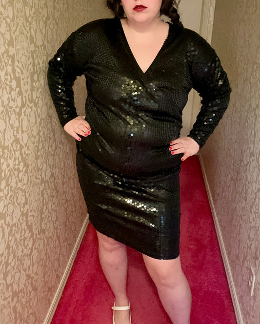 Black Sequins Party Dress (XL)