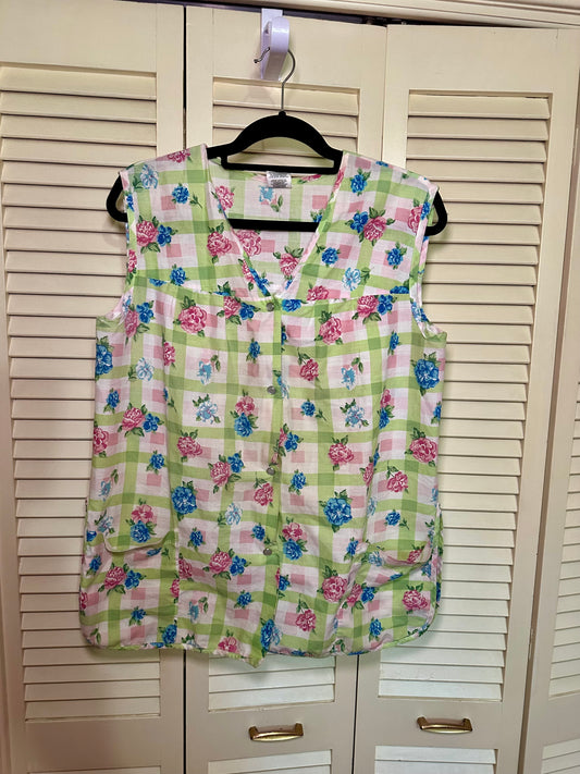 Green Gingham Floral Top (L)