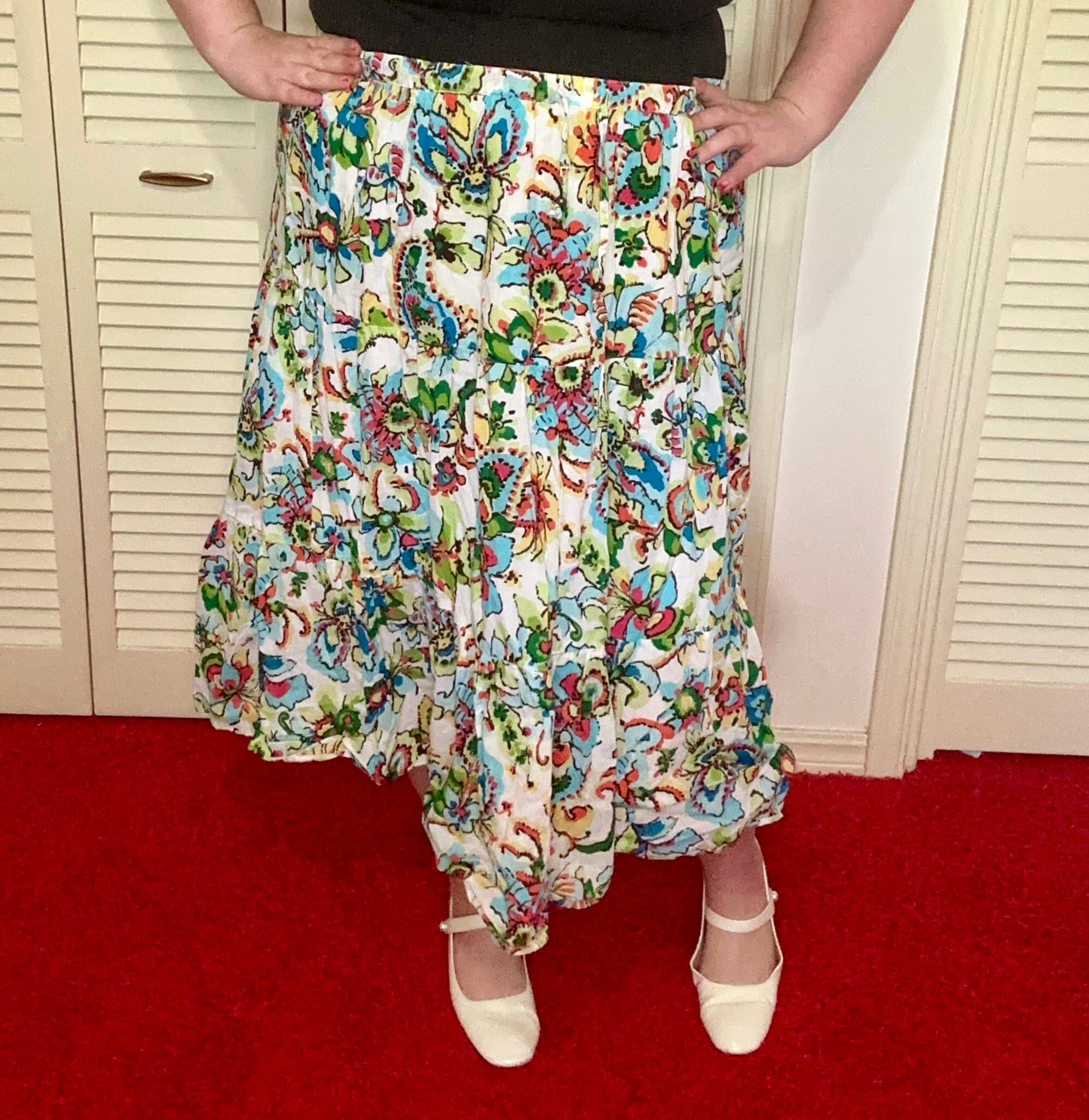 Bright Floral Tiered Skirt (XXL)