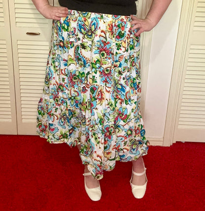 Bright Floral Tiered Skirt (XXL)