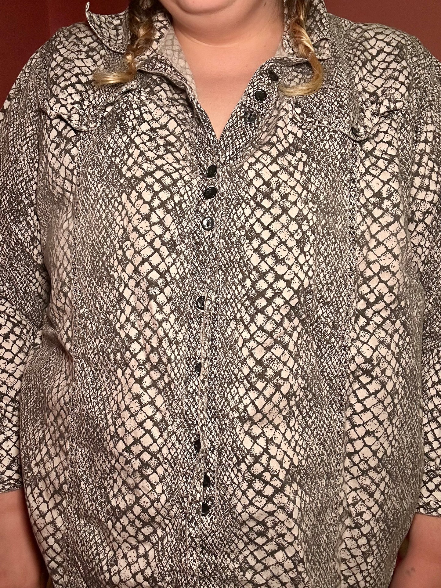 Snakeskin Button Up Blouse (20)