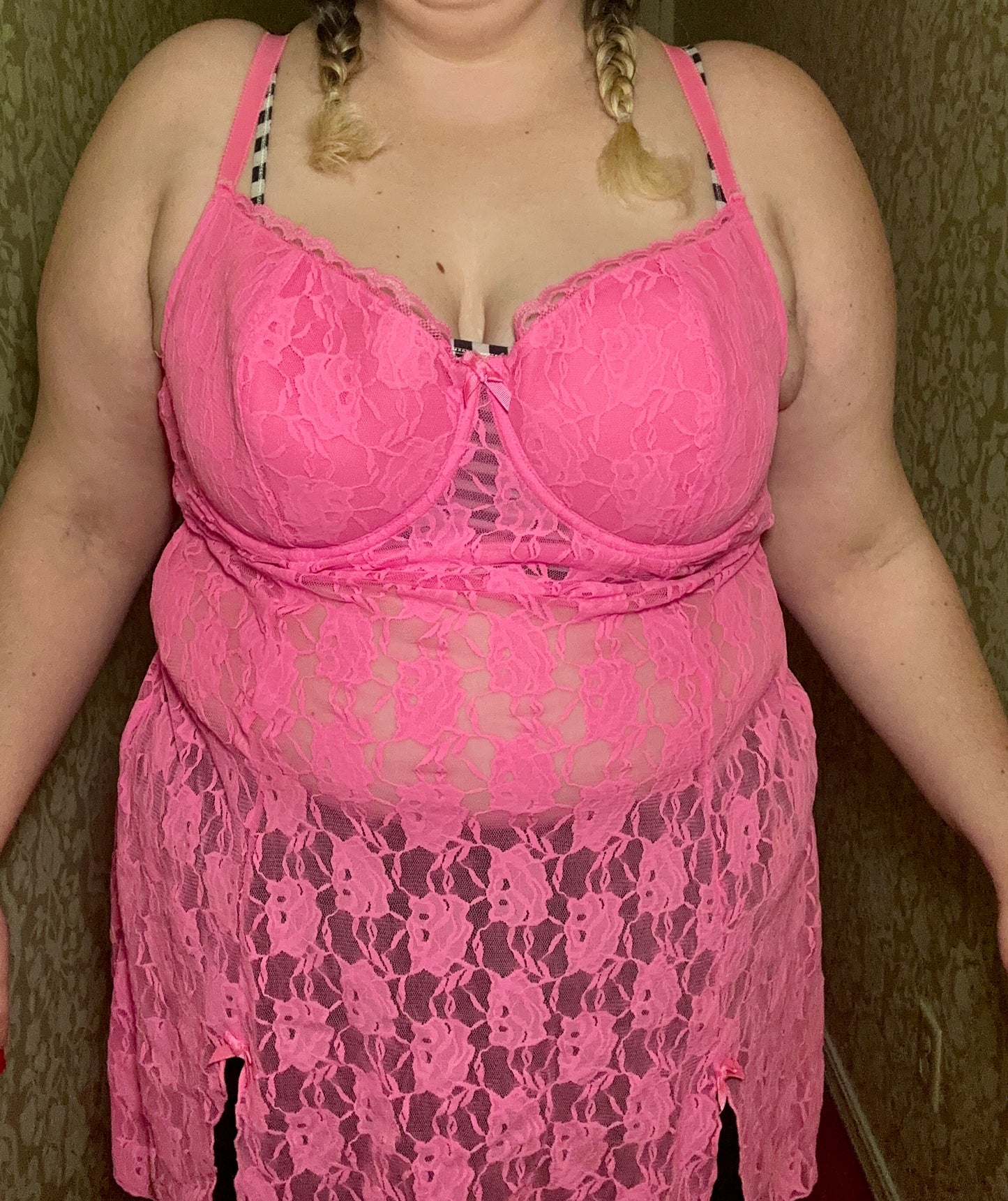 Neon Pink Lace Bustier (40D)