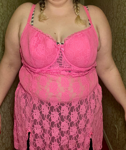 Neon Pink Lace Bustier (40D)