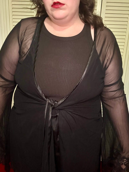 Black Mesh Lingerie Robe (L/XL)