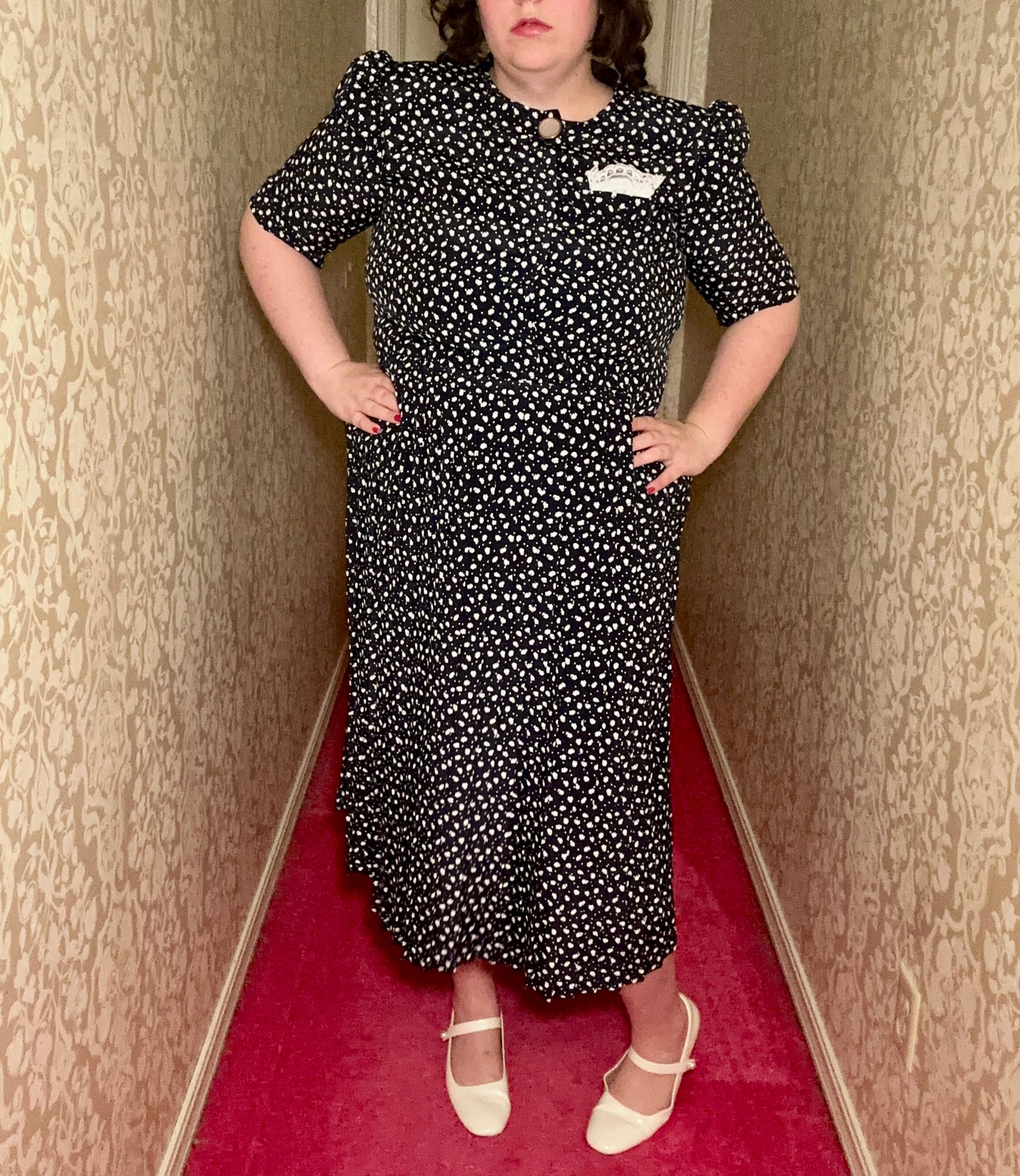 Blue Floral Retro Dress (16)