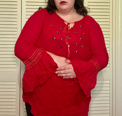Red Boho Blouse (2X)