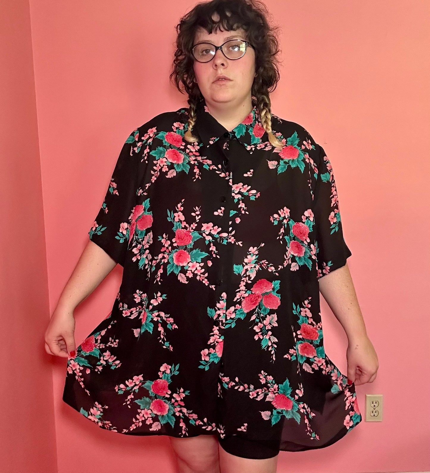 Pink Flowers Blouse (34W)