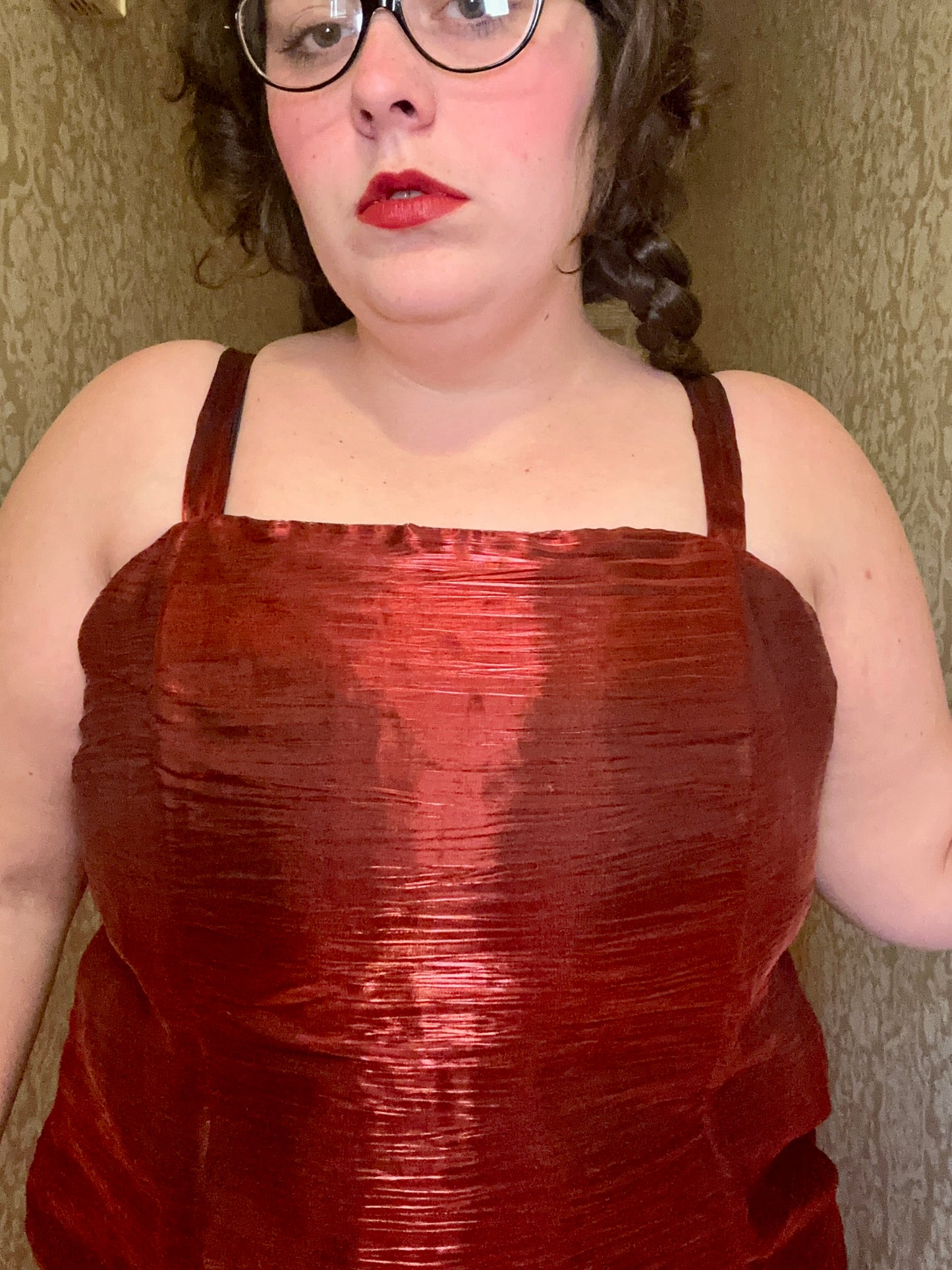 Red Metallic Corset Top (20W)