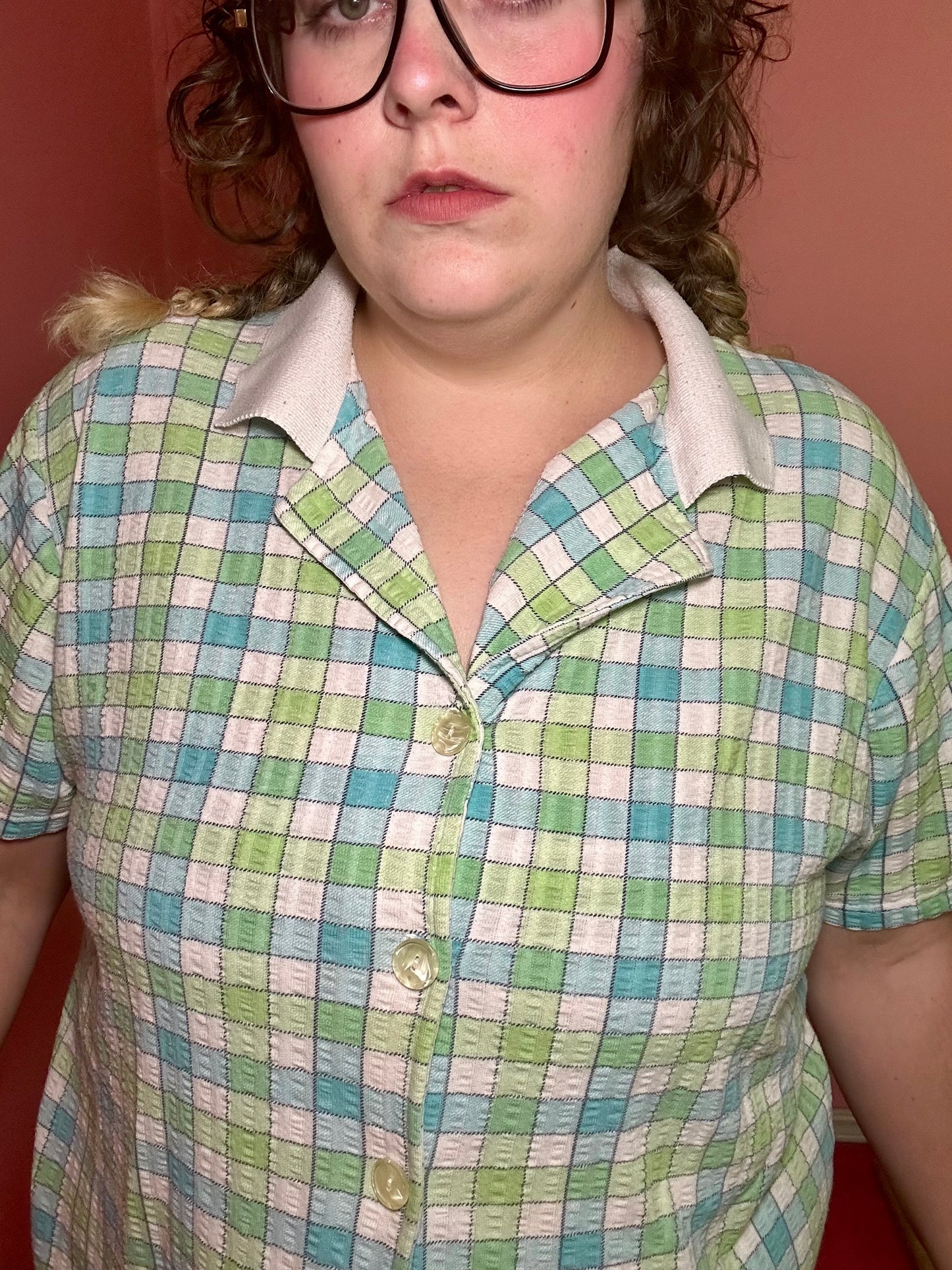 Blue and Green Checkered Top (2X)