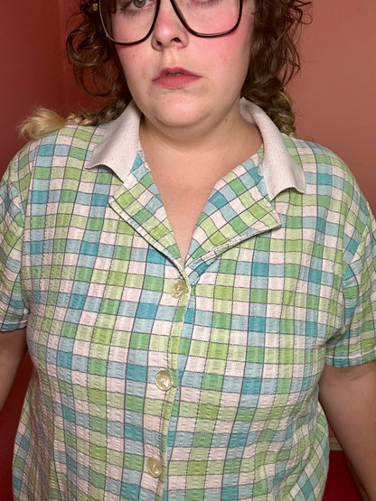 Blue and Green Checkered Top (2X)