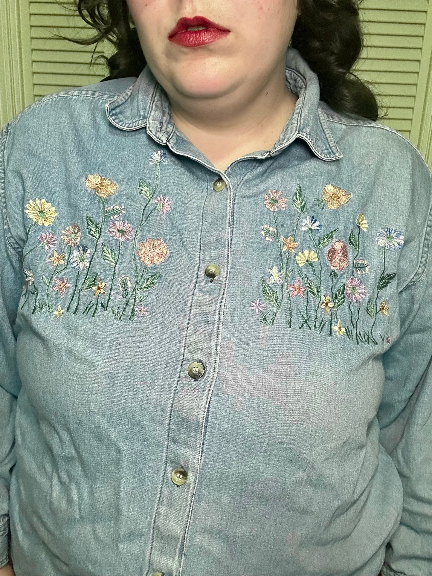 Floral Denim Button Up (22W)