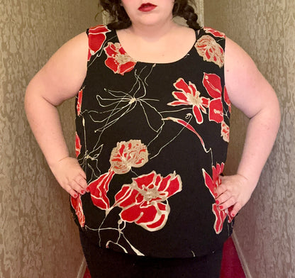 Black Blouse with Red Flowers (22W)