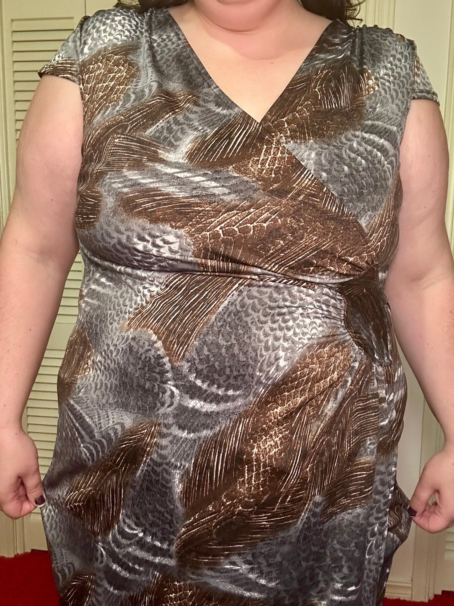 Brown and Grey Graphic Print Dress (16W)