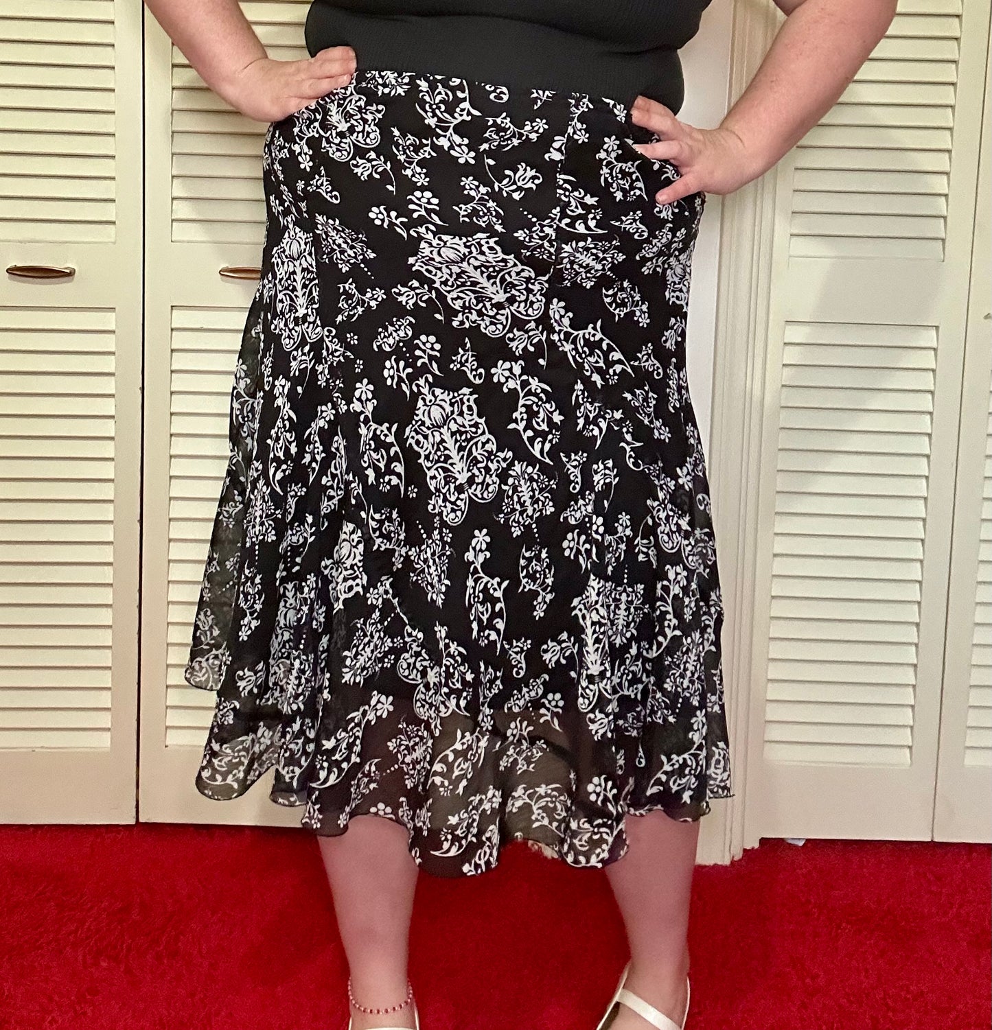 Black and White Glitter Chiffon Fairy Skirt (XL)