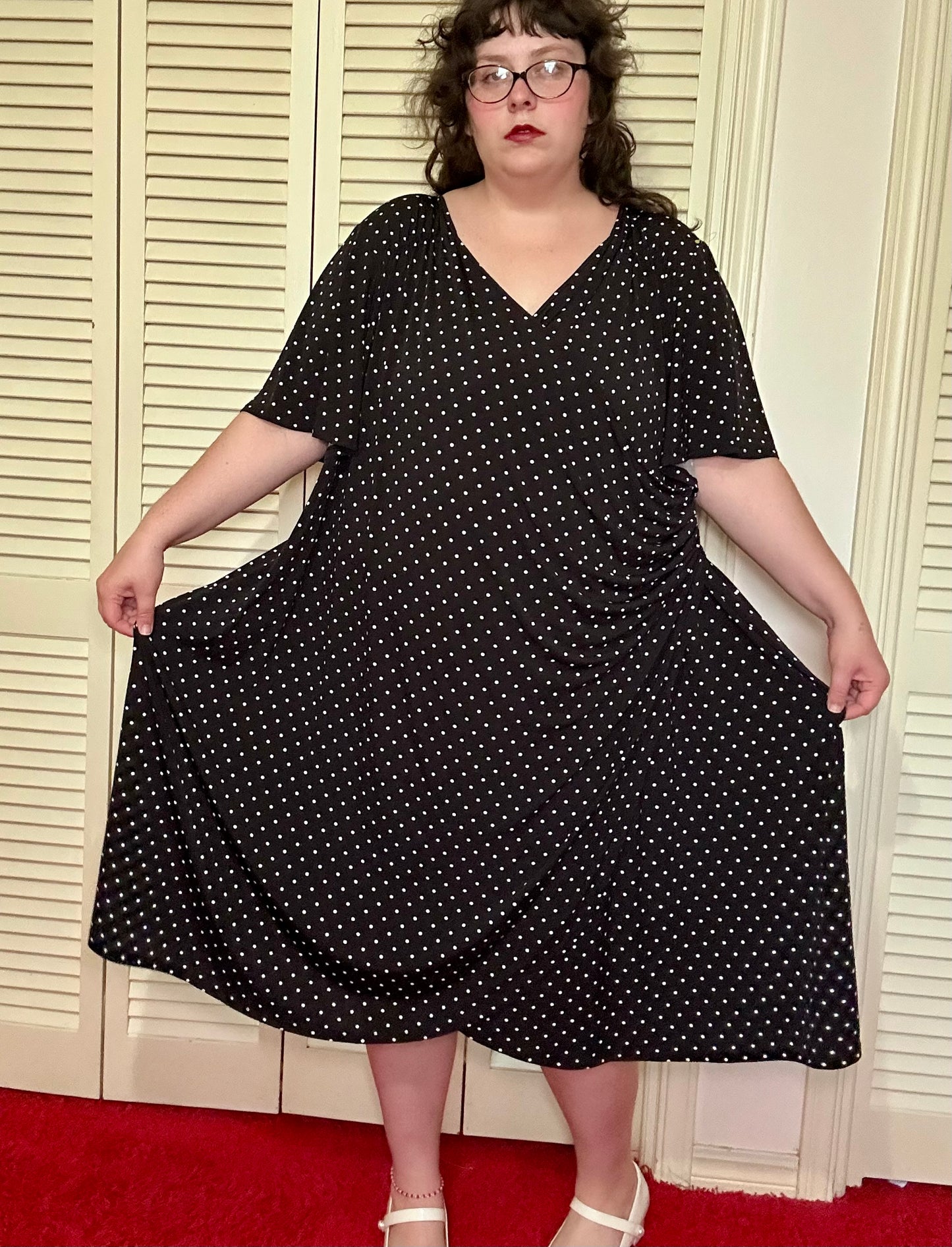 Black Polka Dot Dress (5X)